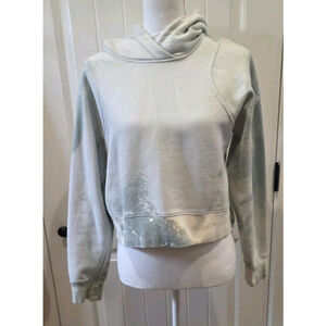 Lululemon Loungeful Cropped Hoodie *Silver Blue Bleached Tie Dye PTP "21 Size 6